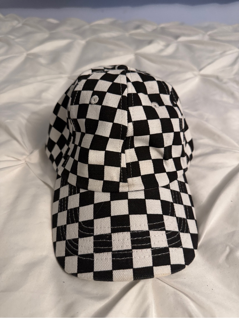 Black & White Checkerboard Kids Baseball Cap - Picture 1 of 2